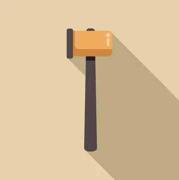 Rubber mallet with wooden handle casting long shadow Illustration