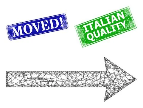 Rubber Moved warn Stamp Imitations and Triangle Mesh Send Right Icon Stock Illustration