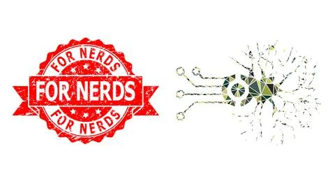 Rubber For Nerds Stamp And Digital Neural Connection Polygonal Mocaic Military Illustration