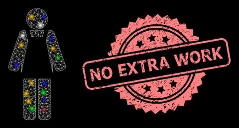 Rubber No Extra Work Stamp Seal and Net Worker Person with Light Spots Stockillustratie