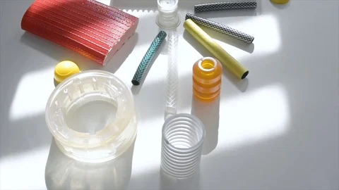 Rubber pipes, hoses, plastic insulation rubber tape electrical tape Stock Footage 127876499