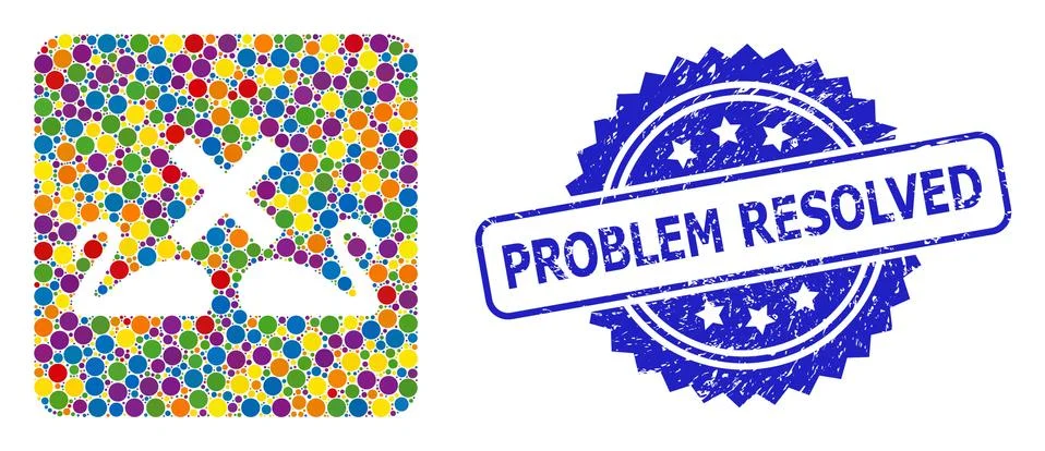 Rubber Problem Resolved Seal and Multicolored Mosaic Divorce Swans Stock Illustration