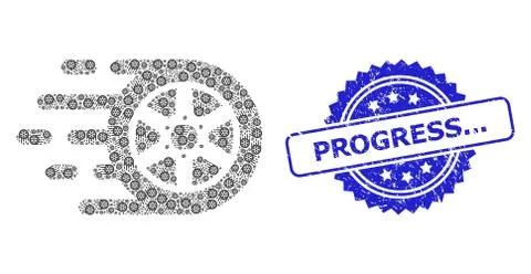 Rubber Progress... Seal and Recursion Car Wheel Icon Mosaic 库存插图