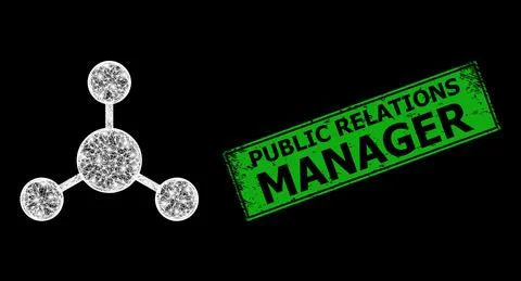 Rubber Public Relations Manager Stamp Imitation and Net Node Links Mesh with Stockillustratie