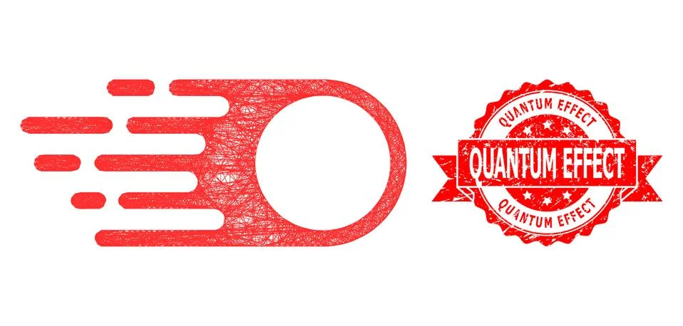 Rubber Quantum Effect Stamp Seal and Linear Photon Flight Icon Illustrazione stock