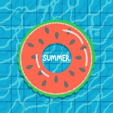 Rubber ring floating on water in pool, vector Illustrazione stock