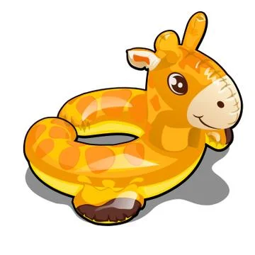 Rubber ring for swimming in the shape of a giraffe isolated on a white backgr Stock Illustration