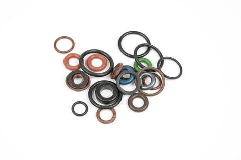 Rubber rings several types of different colors Stock-Fotos