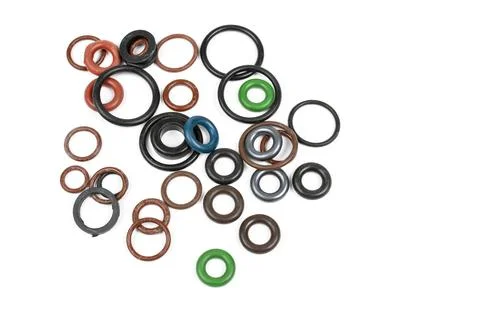 Rubber rings several types of different colors 스톡 사진