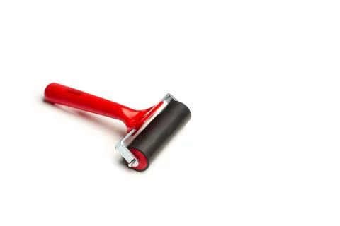 Rubber roller for engraving on a white background with copy space Foto stock