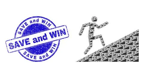 Rubber Save and Win Seal and Cliimb Up Recursion Mosaic of Self Items Stock Illustration