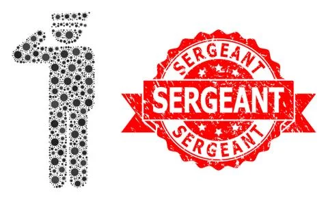 Rubber Sergeant Stamp and Covid Mosaic Police Officer Stock Illustration