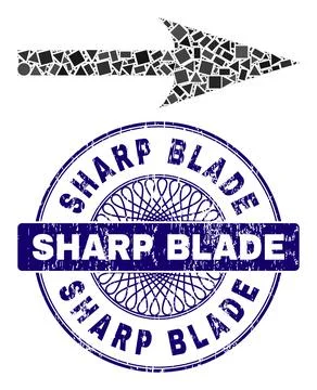 Rubber Sharp Blade Stamp and Geometric Sharp Arrow Right Mosaic Stock Illustration