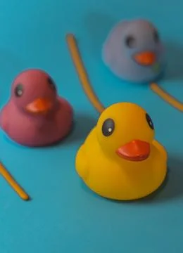 Rubber shower ducks Foto stock