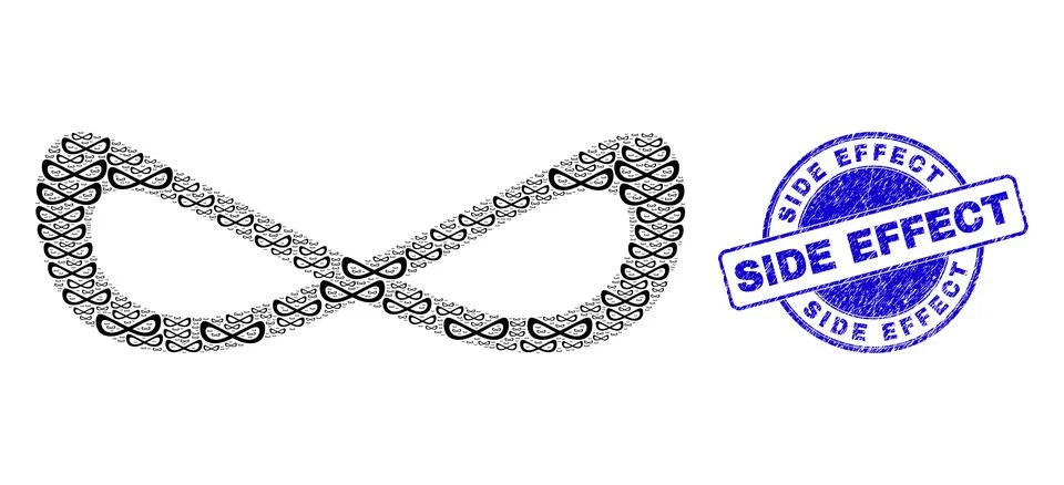 Rubber Side Effect Badge And Distorted Infinity Recursive Collage of Self Items Stock Illustration