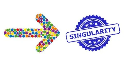 Rubber Singularity Seal and Multicolored Collage Right Arrow 스톡 일러스트