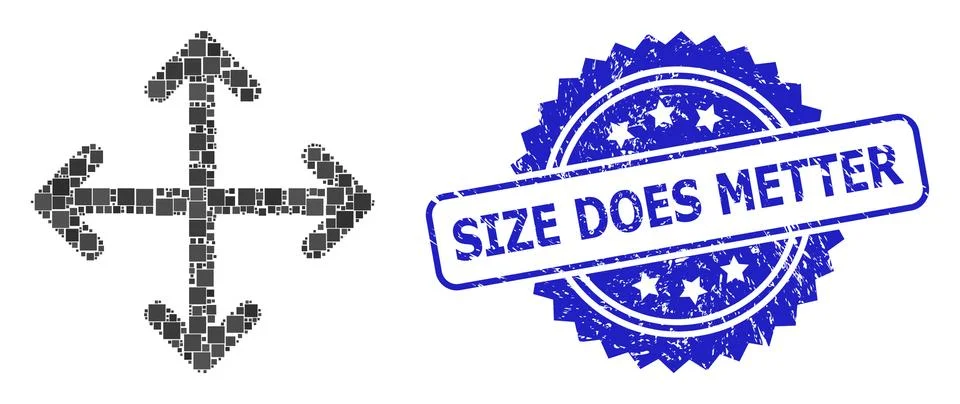 Rubber Size Does Metter Stamp Seal and Square Dot Collage Expand Arrows Stock Illustration