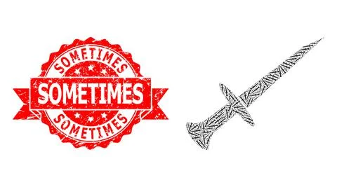 Rubber Sometimes Badge and Recursion Sword Icon Collage Stock Illustration