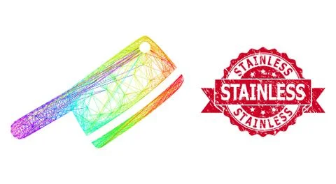 Rubber Stainless Stamp and Multicolored Net Butchery Knife Stock Illustration