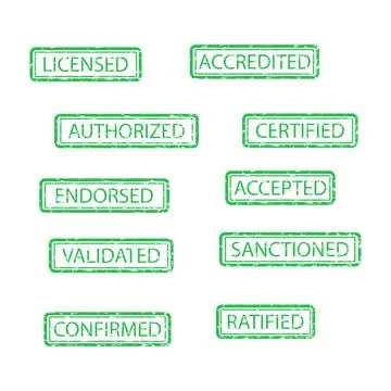 Rubber stamp affirmative accepted licensed and confirmed ratified Stock Illustration