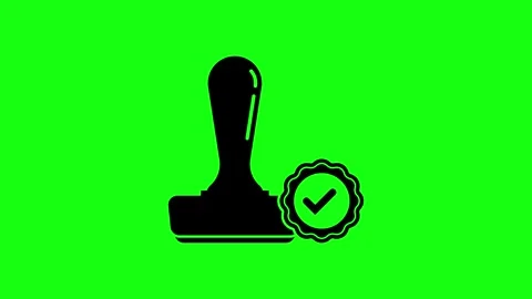 Rubber Stamp with Approval Symbol Icon on Green Background Stock Footage 311518906