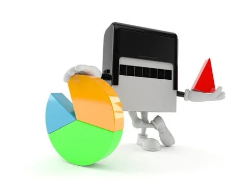 Rubber stamp character with pie chart Stock Illustration