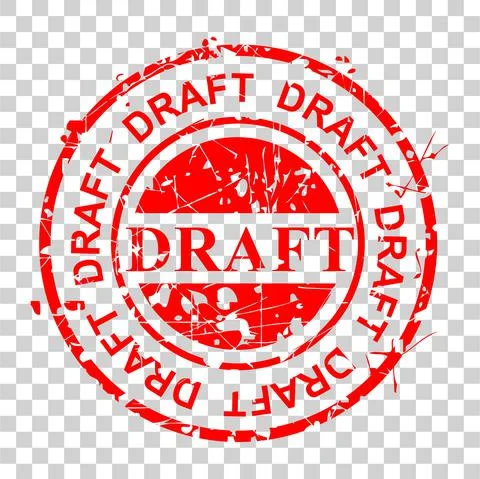 Rubber Stamp - Circle - Red - Draft 04 01B Stock Illustration