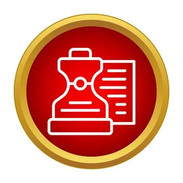 Rubber stamp with document icon validating information Stock Illustration