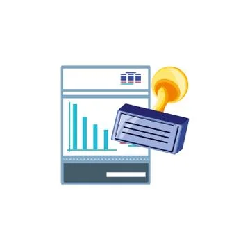 Rubber stamp handle with document Stock Illustration
