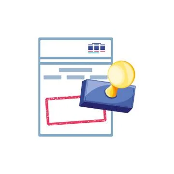 Rubber stamp handle with document Illustrazione stock