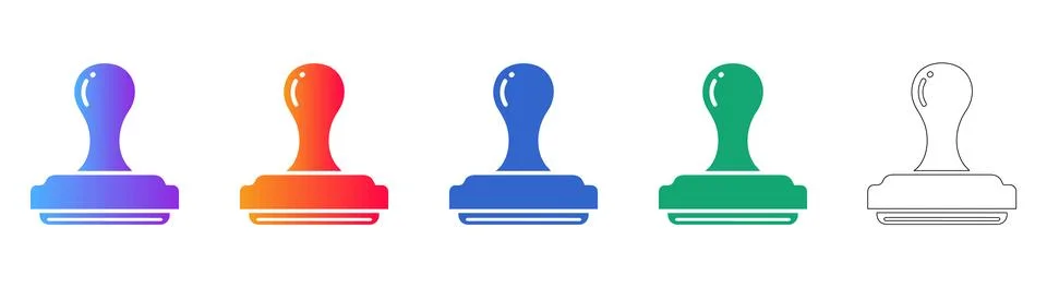 Rubber Stamp Icon Set Stock Illustration