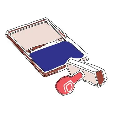 Rubber Stamp with ink pad Stock Illustration