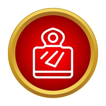 Rubber stamp with mark inside red circle icon イラスト素材