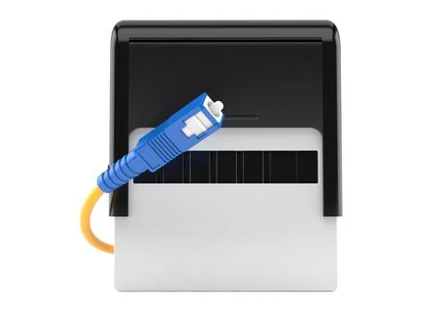 Rubber stamp with optic cable Stock Illustration