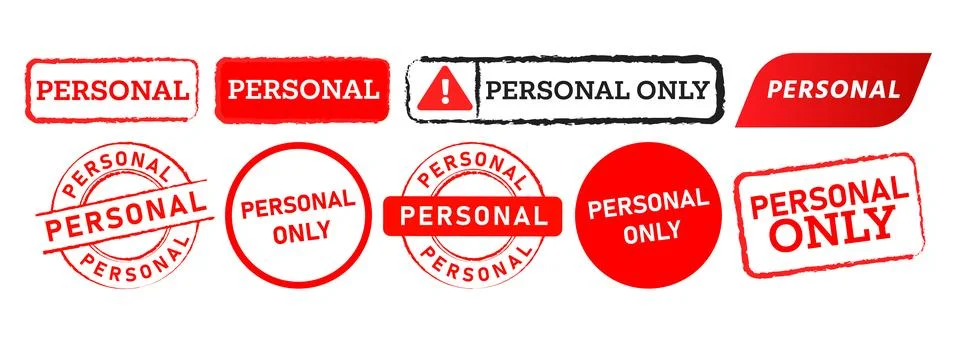 Rubber stamp rectangle and circle shape label sticker for personal only Stock Illustration