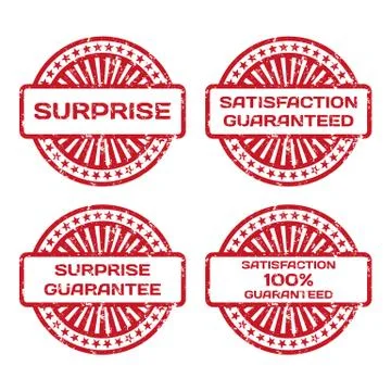 Rubber Stamp Set. Satisfaction Guarantee, Surprise Stock Illustration