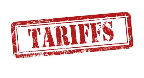 Rubber stamp with "TARIFFS" text effect symbolizing trade Stock Illustration