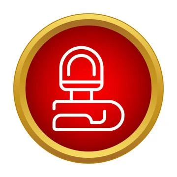 Rubber stamp tool line art icon on red button Stock Illustration