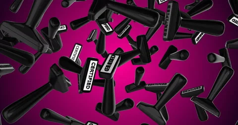 Rubber Stamps CERTIFIED falling slow motion Stock Footage 236919210