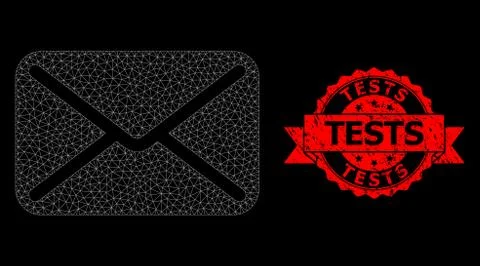 Rubber Tests Stamp and Polygonal Mesh Letter Stock Illustration