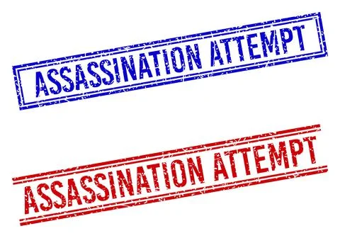 Rubber Textured ASSASSINATION ATTEMPT Stamps with Double Lines Stock Illustration
