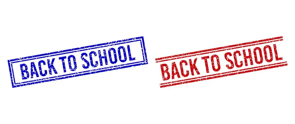 Rubber Textured BACK TO SCHOOL Stamp Seals with Double Lines Illustrazione stock