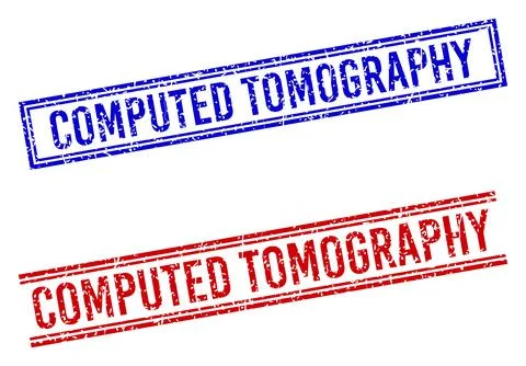 Rubber Textured COMPUTED TOMOGRAPHY Stamp Seals with Double Lines Stock Illustration