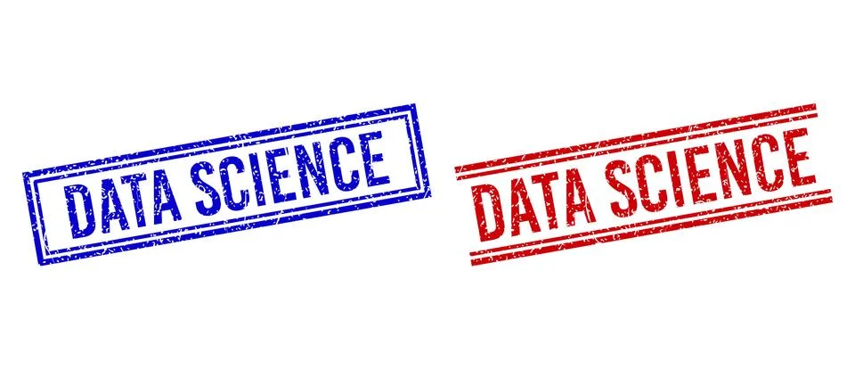 Rubber Textured DATA SCIENCE Stamp Seals with Double Lines Stock Illustration