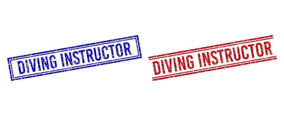 Rubber Textured DIVING INSTRUCTOR Stamp Seals with Double Lines イラスト素材