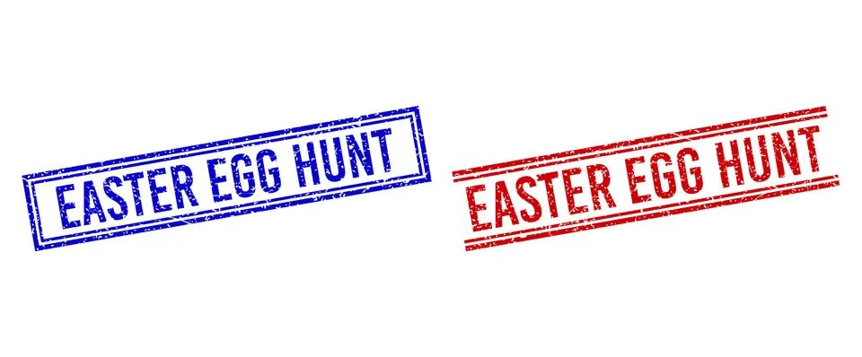 Rubber Textured EASTER EGG HUNT Stamps with Double Lines Illustrazione stock