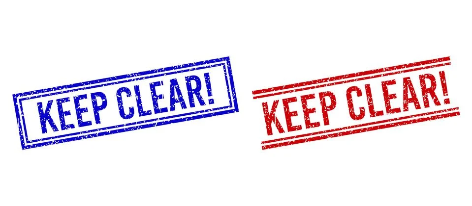 Rubber Textured KEEP CLEAR! Stamp Seals with Double Lines Stock Illustration