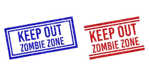 Rubber Textured KEEP OUT ZOMBIE ZONE Seal with Double Lines Stock Illustration