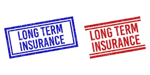 Rubber Textured LONG TERM INSURANCE Stamp Seals with Double Lines Stock Illustration