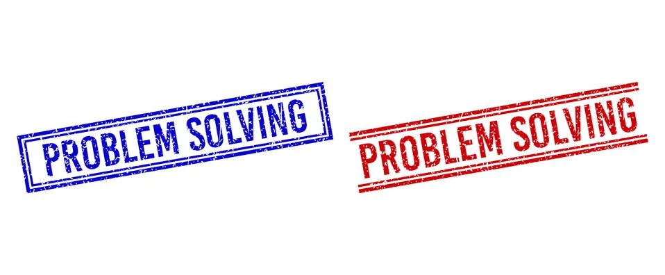 Rubber Textured PROBLEM SOLVING Stamp Seals with Double Lines 스톡 일러스트